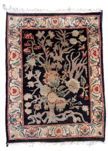 Handmade vintage Persian Tabriz rug 1.5' x 2' (48cm x 64cm) 1970s: Title: Handmade vintage Persian Tabriz rug 1.5' x 2' (48cm x 64cm) 1970s Origin:Middle East Dimension: 1.5' x 2' (48cm x 64cm) Materials:wool Year:1970s Description:Handmade vintage Persian Tabriz rug