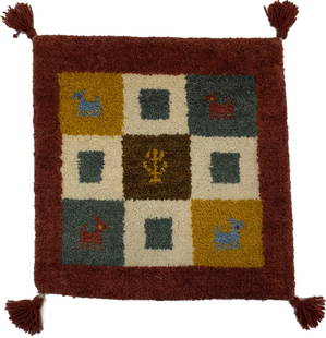 Multicolored Tribal Modern 1'5X1'5 Indo-Gabbeh Oriental Square Rug: Title: Multicolored Tribal Modern 1'5X1'5 Indo-Gabbeh Oriental Square Rug Description:Hand Knotted 1'5X1'5 multicolor oriental rug made with natural dyes (fine wool pile and cotton foundation), superi