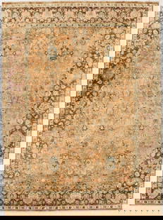 Hand Knotted Indo-Tabriz Terracotta Oriental Rug 12'1" x 18'3": Title:Hand Knotted Indo-Tabriz Terracotta Oriental Rug 12'1" x 18'3" Description:&#8226; Rug Number: 74485 &#8226; Country of Origin: India &#8226; Style, Design: Persian Tabriz, All-Over &#8226; Size