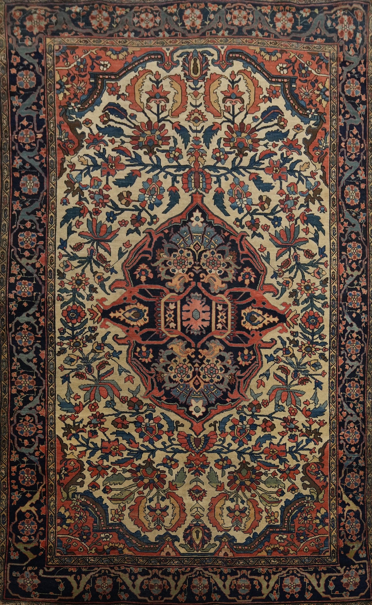 Pre-1900 Vegetable Dye Sarouk Farahan Persian Rug 4x7: Title: Pre-1900 Vegetable Dye Sarouk Farahan Persian Rug 4x7 Description:A Beautiful Genuine Iran ( Persia ) Sarouk (Farahan) rug is Hand Knotted by skillful weavers in Iran ( Persia ) wi