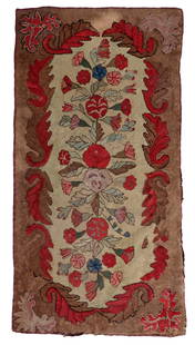 Handmade antique American Hooked rug 2.8' x 5.5' (86cm x 170cm) 1880s: Title: Handmade antique American Hooked rug 2.8' x 5.5' (86cm x 170cm) 1880s Origin:USA Dimension: 2.8' x 5.5' (86cm x 170cm) Materials:wool Year:1880s Description:Handmade antique American Hooked rug