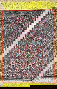 Persian Silk Qum Hand Knotted Oriental Area Rug 1'9" x 2'6": Title:Persian Silk Qum Hand Knotted Oriental Area Rug 1'9" x 2'6" Description:&#8226; Rug Number: 205 &#8226; Country of Origin: Iran &#8226; Style, Design: Persian, Qum, Floral, Medallion &#8226; Siz