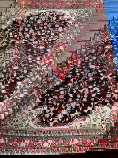 Hamd Knotted Persian Lilihanb Rug 4.2x6.9 ft: Title: Hamd Knotted Persian Lilihanb Rug 4.2x6.9 ft Description:Hamd Knotted Persian Lilihanb Rug 4.2x6.9 ft Size: 4.2x6.9ft Circa:1980 Origin:Tibet Material:100 % Wool Reserve: $200.00 Shipping: Dome