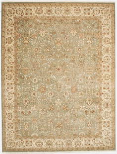 Hand Knotted Indo-Tabriz Sage Green Oriental Rug 8'11" x 11'8": Title:Hand Knotted Indo-Tabriz Sage Green Oriental Rug 8'11" x 11'8" Description:&#8226; Rug Number: 85770 &#8226; Country of Origin: India &#8226; Style, Design: Persian Tabriz, Floral, All-Over &#82