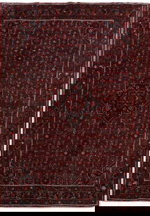 Pre-Owned 7' x 10' Red Persian Hamadan Bijar Rug 81833: Title:Pre-Owned 7' x 10' Red Persian Hamadan Bijar Rug 81833 Description:Size in Feet: Width: 7' x Length: 10' Size in Inches: Width: 84 in x Length: 120 in Colors: Red, Blue Weave: 100% Handmade Pile