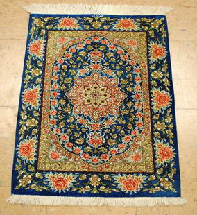 Persian QOME RUG 2' x 2'7": Title: Persian QOME RUG 2' x 2'7" Description:HIGHLY DETAILED FINE MASTER PIECE NATURAL SILK PRE-REVOLUTION WOVEN SIGNED BY MASTER WEAVER "mohammadi" Persian QOME,GHOM,GOM,QUM ORIENTAL RUG .....with e