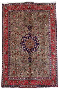 OLIVE GREEN 10' x 13' Olive Brown Persian Tabriz Rug 80727: Title:OLIVE GREEN 10' x 13' Olive Brown Persian Tabriz Rug 80727 Description:Size in Feet: Width: 10 x Length: 13 Size in Inches: Width: 120 in x Length: 156 in Colors: Olive green, Red, Blue Weave: 1