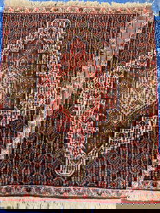 Hand Knotted Bijar Rug 3.8x2.9: Title: Hand Knotted Bijar Rug 3.8x2.9 Description:Hand Knotted Bijar Rug 3.8x2.9 Size: 3.8x2.9ft Circa:1980 Origin:Iran Material:100 % Wool Reserve: $125.00 Shipping: Domestic: Flat-rate of $85.00 to