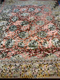 Hand Knotted Oushak Rug 8x12 ft: Title: Hand Knotted Oushak Rug 8x12 ft Description:Hand Knotted Oushak Rug 8x12 ft Size: 8x12ft Circa:1980 Origin:Iran Material:100 % Wool Reserve: $1,000.00 Shipping: Domestic: Flat-rate of $165.00 t