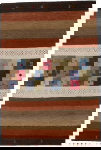 Multicolored Tribal 4X6 Indo-Gabbeh Oriental Rug: Title: Multicolored Tribal 4X6 Indo-Gabbeh Oriental Rug Description:Handmade 4X6 cream oriental rug made with natural dyes (fine wool pile and cotton foundation), superior knot count, and appealing an