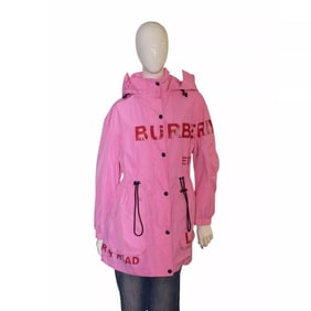 Burberry Pink Dartmouth Horseferry Print Rain Jacket Shape-memory Taffeta Parka
