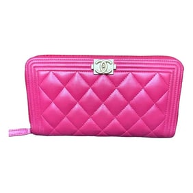 PRETTY IN PINK BOY CHANEL QUILTED LONG WALLET
