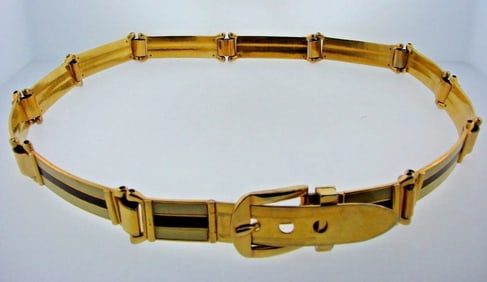 GROOVY Gucci Gold Plated & Enamel Belt Circa 1970s