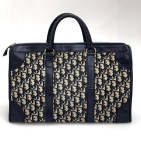 CHRISTIAN DIOR Boston Bag in Oblique Canvas and Blue Leather