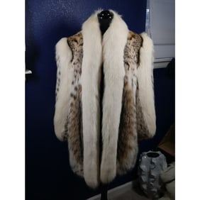 Stunning Designer Szor-Diener Spotted Lynx & Blush Fox Fur Coat Jacket