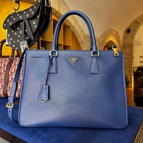 PRADA Galleria Large Bluette Saffiano Lux Shoulder Bag