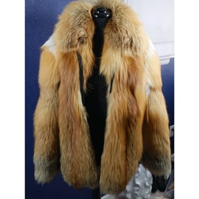 Gorgeous Red Fox Fur Bomber Coat Jacket Unisex