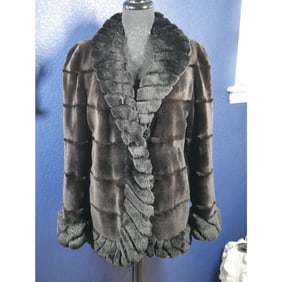 Gorgeous Sheared Mink & Chinchilla Rex Reversible Fur Coat Jacket