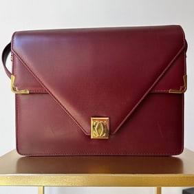 CARTIER Vintage shoulder bag in burgundy leather