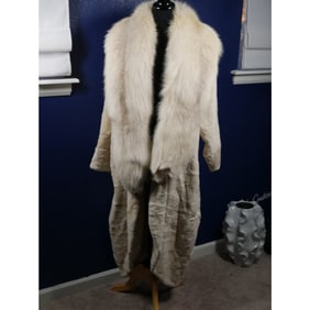 Stunning Sheared Pearl Mink & Marble Fox Fur Cocoon Coat Jacket XL Plus