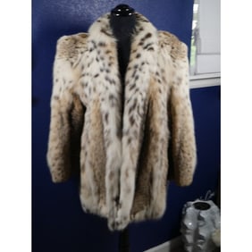 STUNNING! Heavily Spotted Lynx Bobcat Fur Coat Jacket Premium Pelts! Belly Fur!