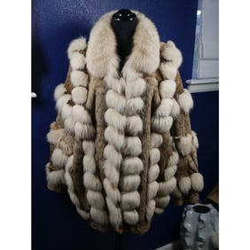 Amazing unique Lynx & Blush Fox Fur Coat Jacket