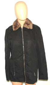 PRADA MILANO MADE IN ITALY FUR JACKET ZIPPER SIZE M LEATHER WARM COAT