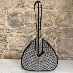 GUCCI Attache Monogram Web Navy Shoulder Bag 70s-80s