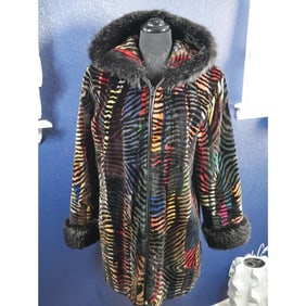 Amazing Sheared & Long hair Beaver Fur Coat Jacket W/ Hood