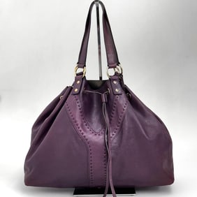 SAINT LAURENT Reversible Large Shopper in Purple and Silver Leather