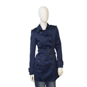 Burberry blue womans mid length jacket coat cotton blend US 6, IT 40