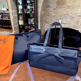 HERMES Herbag shoulder bag with spare part in blue canvas