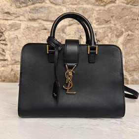SAINT LAURENT Cabas Black Smooth Leather Shoulder Bag