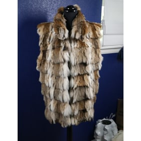 Gorgeous Designer Mary McFadden Lynx Sections Fur Vest Gilet Coat Jacket