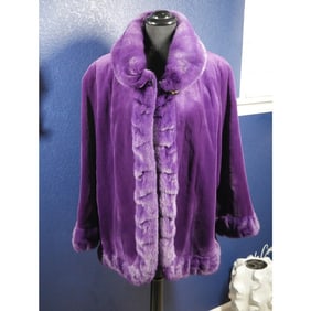 Stunning Purple Sheared Female Mink Fur Coat Jacket