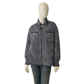 NWT MONCLER Camicia Giubbotto blue & white puffer down feather jacket 42 women