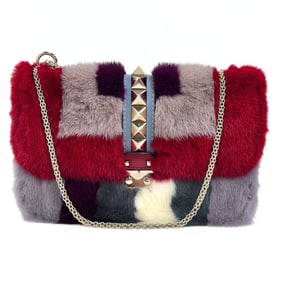 VALENTINO Rock maxi bag in rabbit and multicolored leather