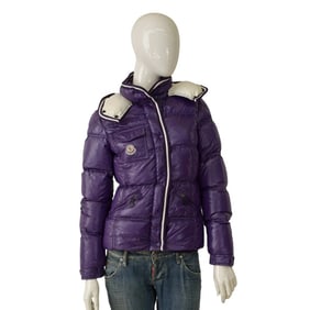 MONCLER QUINCY Giubbotto purple puffer lightweight down feather jacket size 2