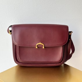 CARTIER "C de Cartier" Shoulder Bag in burgundy leather box 90s