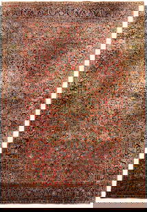 Large 11' x 15' ANTIQUE Persian Sarouk Rug #F-6395: Title:Large 11' x 15' ANTIQUE Persian Sarouk Rug #F-6395 Description:Size in Feet: Width: 10.7 x Length: 14.8 Size in Inches: Width: 127 in x Length: 176 in Rug Type: Area Rug Colors: Soft Coral Red,