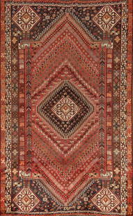 Antique Wool Shiraz Persian Area Rug 6x10: Title: Antique Wool Shiraz Persian Area Rug 6x10 Description:A Beautiful Genuine Iran ( Persia ) Shiraz rug is Hand Knotted by skillful weavers in Iran ( Persia ) with
