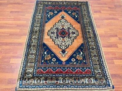 Antique Turkish Rug-4055: Title: Antique Turkish Rug-4055 Description:Gorgous antique Turkish rug from central Turkey, size 3 ft. 8 inches by 5 ft. 8 inches, circa 1940, excellent condition with a good pile theoughout, complet