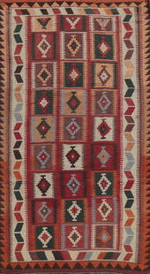 Antique Vegetable Dye Kilim Qashqai Persian Area Rug 5x9: Title: Antique Vegetable Dye Kilim Qashqai Persian Area Rug 5x9 Description:A Beautiful Genuine Iran ( Persia ) Kilim (Qashqai) rug is Hand Woven by skillful weavers in Iran ( Persia ) wi