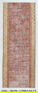 6'8'' x 2'6'' Turkish Vintage Runner Rug - 21231: Title: 6'8'' x 2'6'' Turkish Vintage Runner Rug - 21231 Description:Vintage Rug Handmade, handwoven with traditional technique. Low pile, soft rug. Rug Condition : Fully cleaned and ready to use Origi