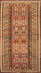 Antique Vegetable Dye Kilim Qashqai Persian Area Rug 5x9: Title: Antique Vegetable Dye Kilim Qashqai Persian Area Rug 5x9 Description:A Beautiful Genuine Iran ( Persia ) Kilim (Qashqai) rug is Hand Woven by skillful weavers in Iran ( Persia ) wi