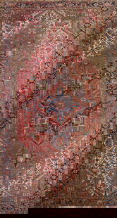 Antique Geometric Heriz Persian Large Rug 10x19: Title: Antique Geometric Heriz Persian Large Rug 10x19 Description:A Beautiful Genuine Iran ( Persia ) Heriz rug is Hand Knotted by skillful weavers in Iran ( Persia ) with