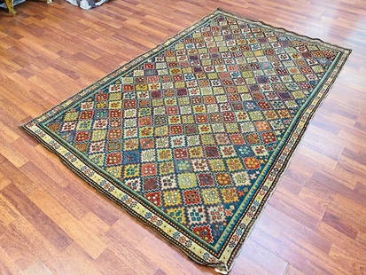Antique Shirvan Caucasian Rug-2747: Title: Antique Shirvan Caucasian Rug-2747 Description:Antique Shirvan Rug, from east of caucasian, size 4 ft. 4 inches by 7 ft, circa 1885, all over design, excellent condition with good even pile thr