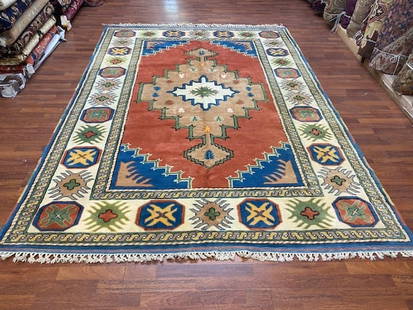 Vintage Serapi design Turkish Rug-3965: Title: Vintage Serapi design Turkish Rug-3965 Description:Vintage Tuekish Serapi design Rug, from central Turkey, size 7 ft by 10 ft, circa 1970, excellent condition with good pile throughout, complet