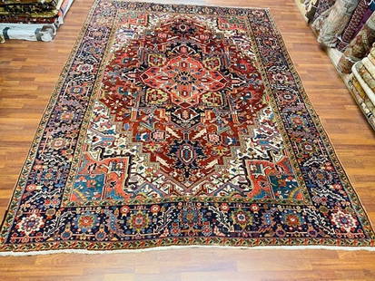 Antique Persian Heriz rug-4504: Title: Antique Persian Heriz rug-4504 Description:Beautiful antique persian Heriz rug, from northwest Persia, size 8 ft by 11 ft. 6 inches, circa 1930, excellent condition with a good pile throughout,