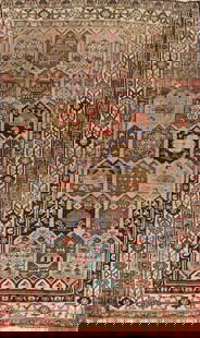 Antique Wool Mahal Persian Area Rug 5x9: Title: Antique Wool Mahal Persian Area Rug 5x9 Description:A Beautiful Genuine Iran ( Persia ) Mahal rug is Hand Knotted by skillful weavers in Iran ( Persia ) with